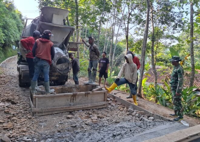 Betonisasi Jalan TMMD Ke-129 Kodim 0608/Cianjur Mendekati Finishing, Mobilitas Warga Segera Meningkat