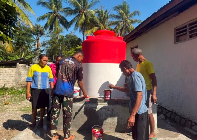 Semangat Nasionalisme Terpancar di Tandon Air Sumur Bor ala TMMD 129