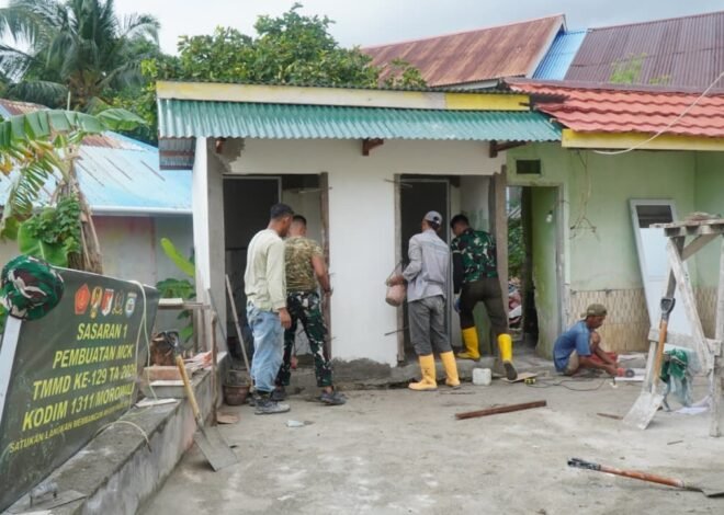 Satgas TMMD Ke-129 Kodim 1311/Morowali Terus Kebut Penyelesaian Pembangunan MCK Masjid Quba Desa Umbele