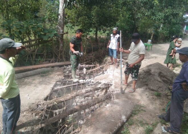 Kolaborasi Satgas dan Masyarakat dalam Proyek Jembatan Gantung