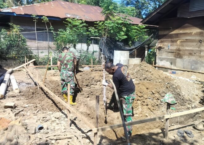 Gotong Royong Satgas TMMD dan Warga Awali Pembangunan RTLH Milik Nyak Ubit