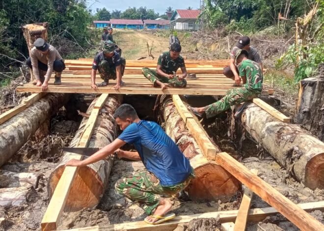Akses Warga Dipermudah, TMMD Kodim 1206/Putussibau Bangun Jembatan Danau Belatung