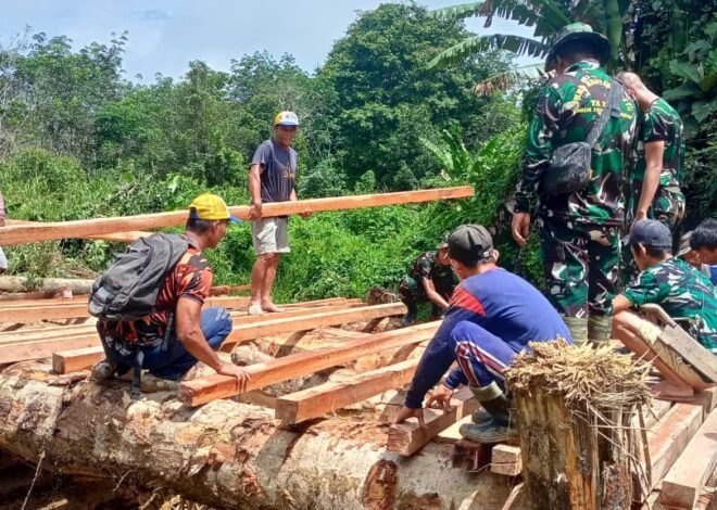 Kejar Target, Satgas TMMD Kodim 1206/Putussibau Kebbut Penyelesaian Jembatan Pala Pintas Temberu