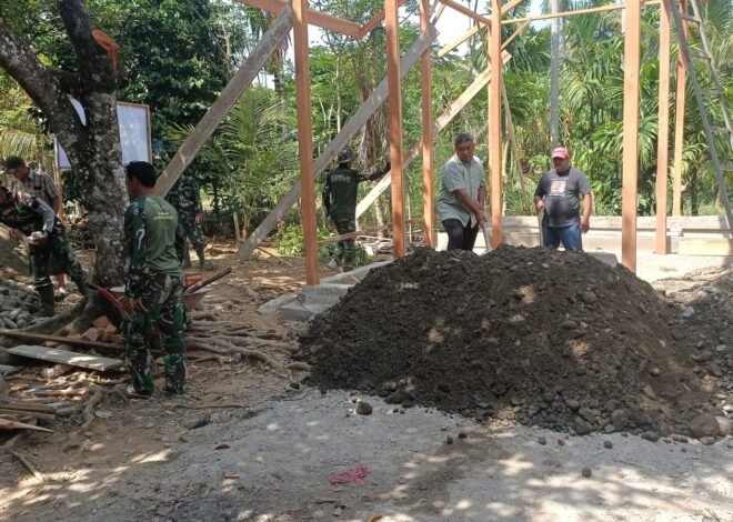 Material Pasir Tiba di Lokasi, Satgas TMMD Ke-129 Kodim 0102/Pidie Kebut Pembangunan RTLH