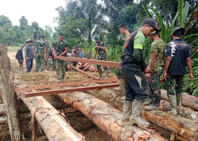 Kejar Target Tepat Waktu, Satgas TMMD Kodim 1206/Putussibau Percepat Pembangunan Jembatan
