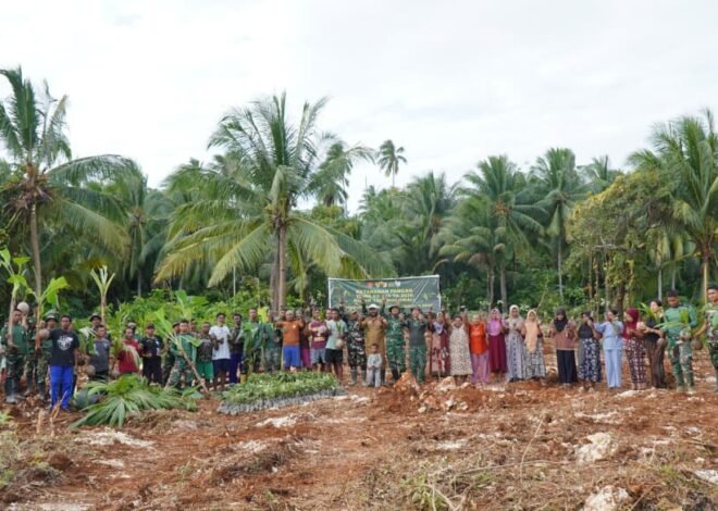 Masyarakat Desa Polewali Antusias Ikuti Penanaman Bibit Ketahanan Pangan Bersama Satgas TMMD Ke-129