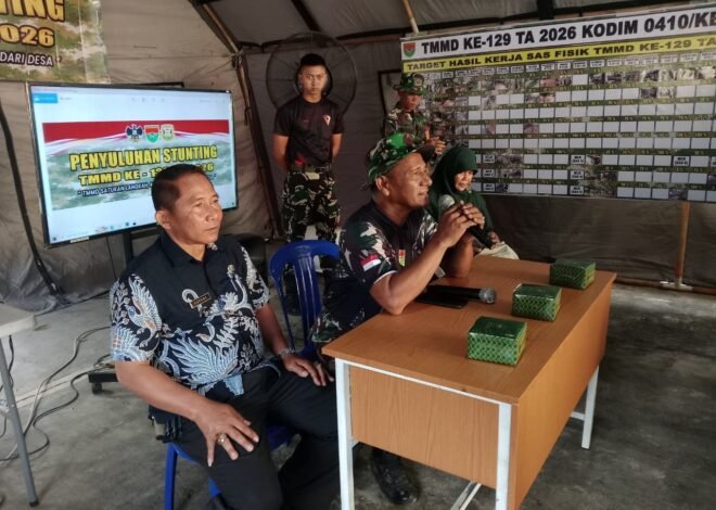 TMMD Ke-129 Kodim 0410/KBL Perkuat Pembangunan SDM, Satgas Berikan Penyuluhan Pencegahan Stunting kepada Warga Pinang Jaya