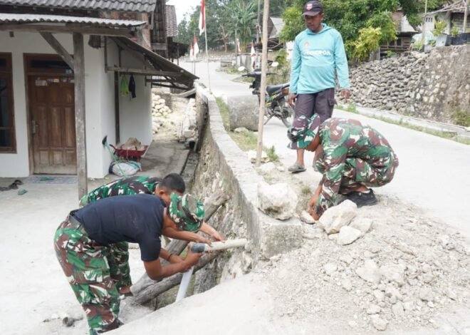 Tanggap Keluhan Warga, Satgas TMMD Ke-129 Kodim 0812/Lamongan Bergerak Cepat Perbaiki Pipanisasi Air Bersih di Dusun Waduk