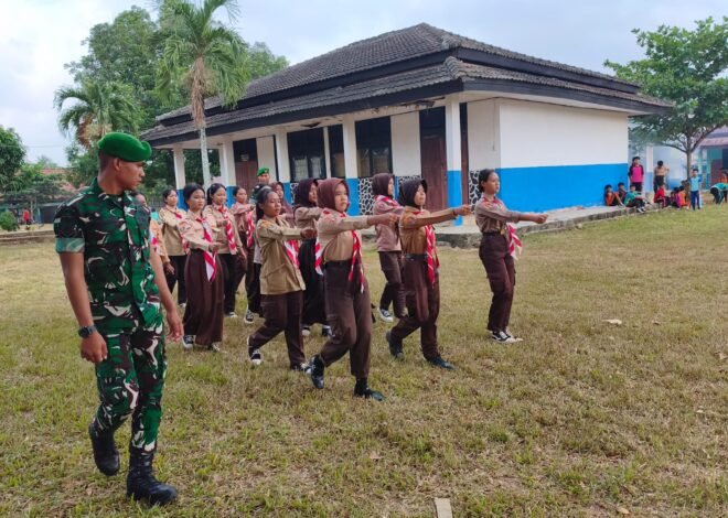 Tingkatkan Disiplin Siswa, Satgas TMMD ke-129 Kodim 0412/LU Berikan Pelatihan PBB dan PPM di SMPN 2 Sungkai Utara.