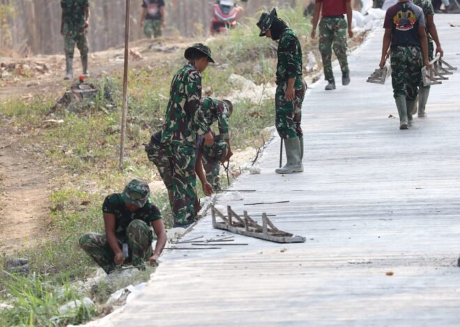 Cor Beton Mengering Sempurna, Satgas TMMD ke-129 Kodim 0812/Lamongan Geser Bekisting Demi Percepat Pembangunan Jalan