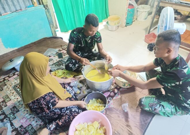 Suasana Kekeluargaan Terjalin di Rumah Ibu Sarmina, Satgas TMMD ke-129 Kodim 0911/Nunukan Ringankan Pekerjaan Dapur
