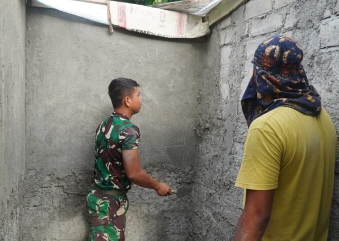 Plester Dinding MCK Masjid Quba Desa Umbele Terus Berlanjut bukti nyata kinerja Satgas TMMD