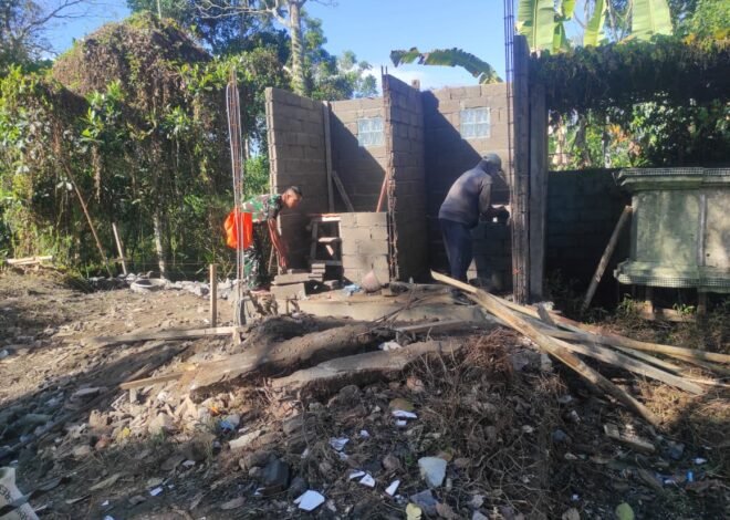 Pemasangan Batako MCK TMMD Ke-129 Kodim 1626/Bangli Jadi Penanda Progres Pembangunan Terus Berjalan