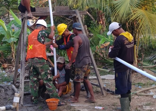 Wujudkan Desa Sehat, Satgas TMMD Kodim 1011/Klk Kejar Penuntasan Pipa Sumur Bor Sas 3