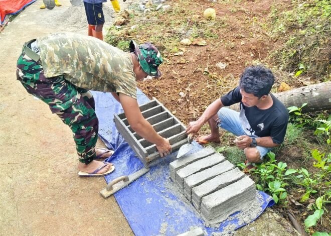 Pembuatan Batako Dikebut, Dukung Pembangunan MCK Masjid Desa Polewali