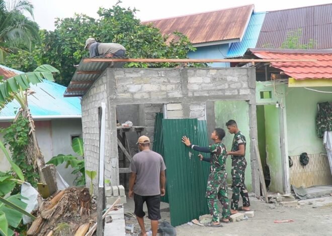 Pemasangan Atap Seng Tandai Kemajuan Pembangunan MCK Masjid Quba Desa Umbele