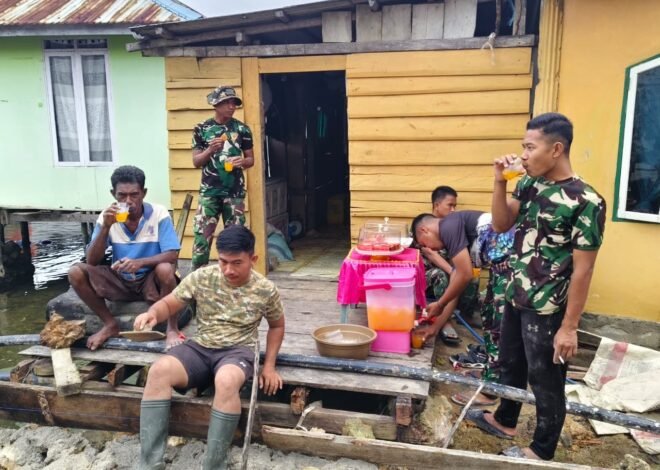 Warga Desa Polewali Siapkan Minuman dan Snack untuk Personel Satgas TMMD dan Masyarakat