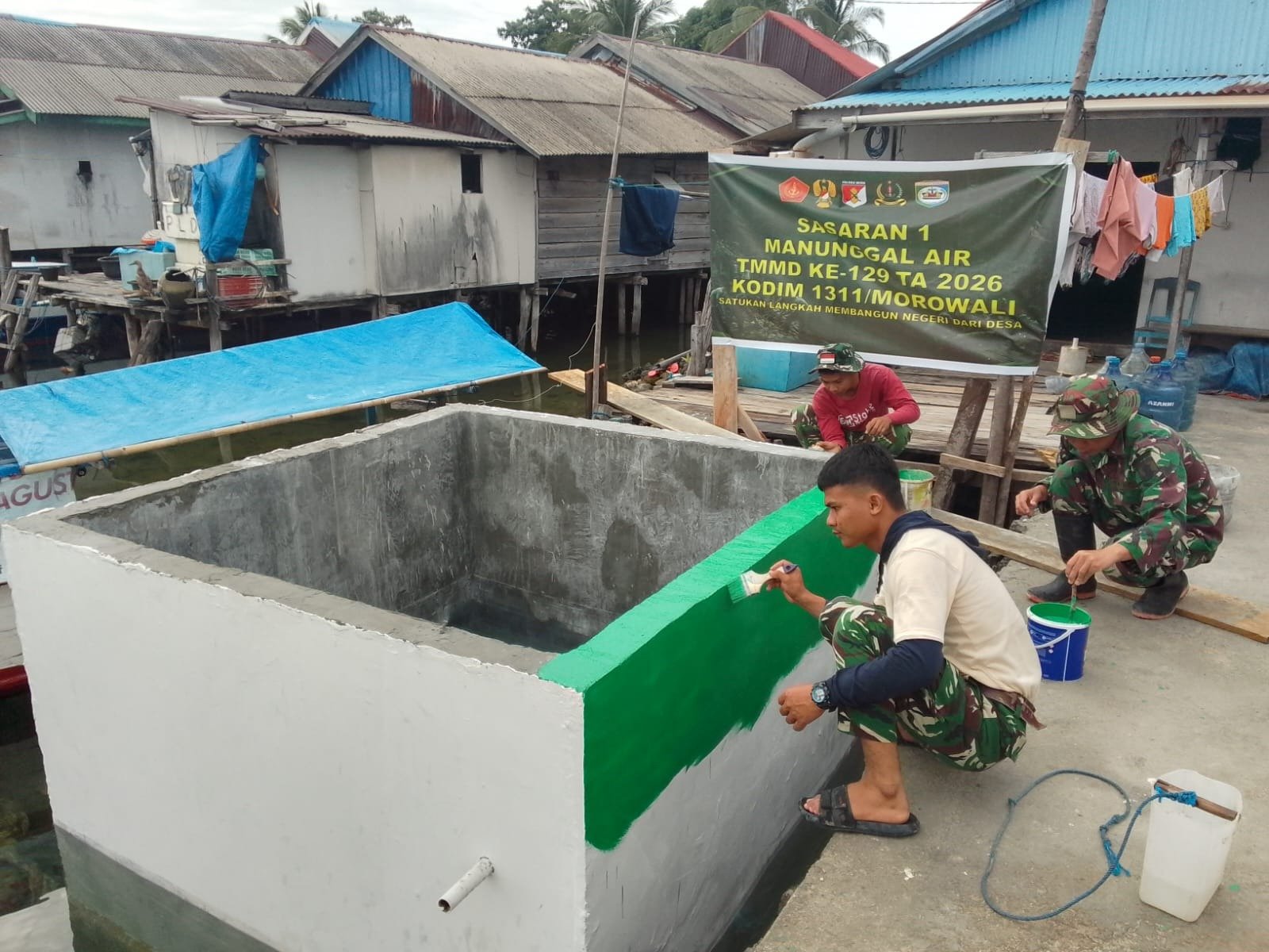 Program Manunggal Air Bersih Desa Umbele Memasuki Tahap Pengecatan