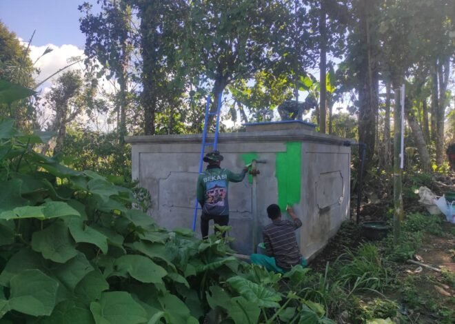 Satgas TMMD Ke-129 Kodim 1626/Bangli Percantik Bak Penampungan Air Bersih Lewat Pengecatan