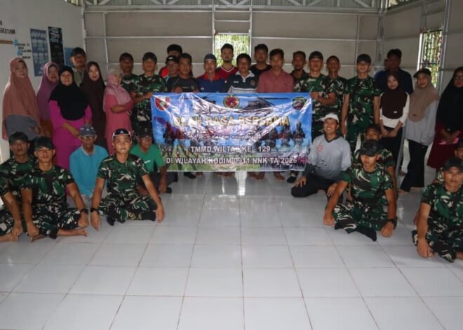 Olahraga Bersama Satgas TMMD Ke-129 Pererat Kebersamaan TNI dan Warga Desa Liang Bunyu