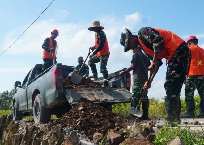Satgas TMMD Ke-129 Kebut Peningkatan Becros Jalan 1,2 Kilometer di Desa Bandaraya