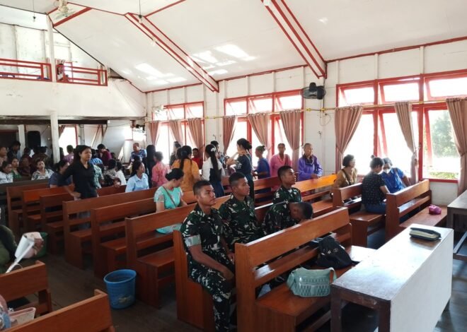 Satgas TMMD Ke-129 Pererat Kemanunggalan Lewat Ibadah Bersama Jemaat Gereja