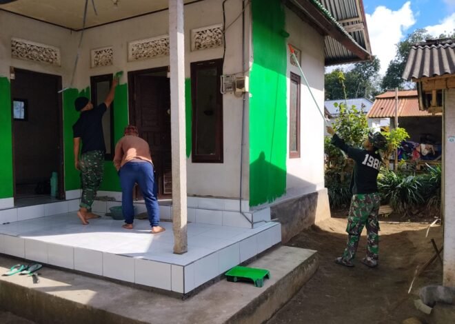 Sentuhan Akhir RTLH TMMD Ke-129, Satgas Kodim 1626/Bangli Fokus Percantik Rumah Warga dengan Pengecatan Dinding