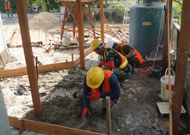 Satgas TMMD Ke-129 dan Warga Percepat Pembangunan Tempat Wudhu Musholla Darul Iman