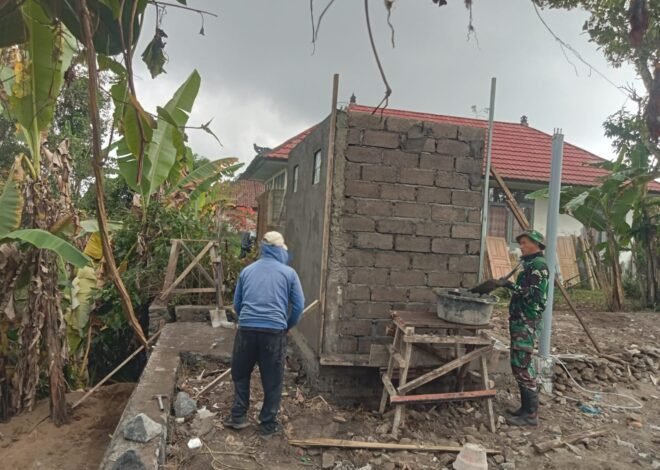 Pemasangan Batako MCK TMMD Ke-129 Kodim 1626/Bangli Hampir Rampung, Bangunan Masuki Tahap Berikutnya