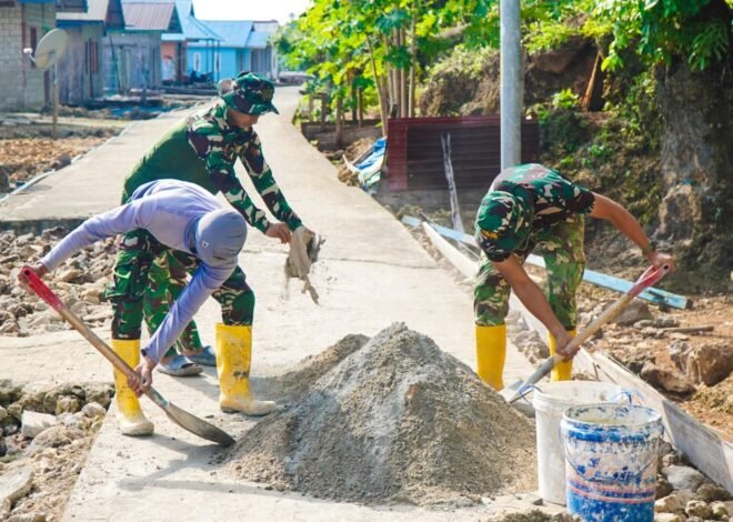 Satgas TMMD Ke-129 Kodim 1311/Morowali  terus genjot Pekerjaan Rabat Jalan di Desa Polewali