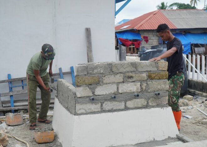 Pekerjaan Manunggal Air Bersih Desa Umbele Lama Masih Berproses, Satgas TMMD Laksanakan Pemasangan Dudukan Tandon Air