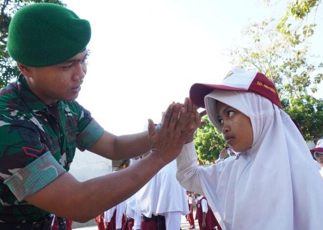 Belajar Sambil Bergembira, Prajurit Satgas TMMD Hadirkan Pelatihan PBB yang Edukatif di SDN 1 Tlemang