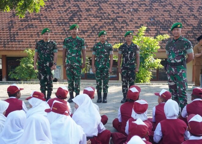 ​Putih Merah SDN 1 Tlemang Jadi Saksi, Keteladanan Satgas TMMD 129 Tanamkan Disiplin dan Wasbang Bagi Siswa