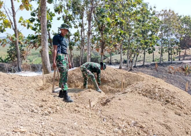 Gotong Royong Satgas TMMD dan Warga Awali Pembangunan Tandon Penyalur Air Bersih
