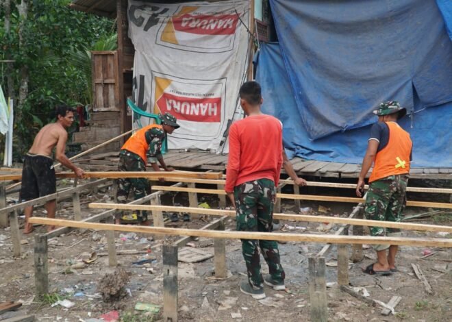 Gotong Royong Satgas TMMD dan Warga Percepat Pembangunan RTLH Milik Bapak Masrani