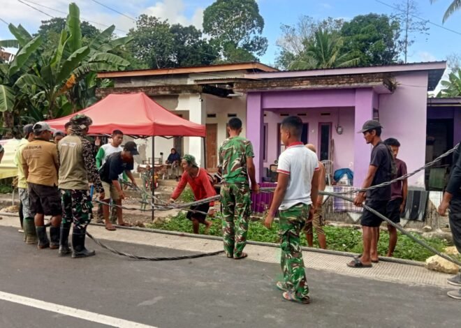 Personel TMMD Ke-129 Bangun Infrastruktur Jembatan Gantung di Taddang Palie