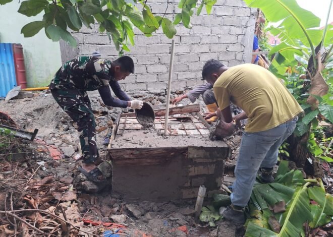 Satgas TMMD Ke-129 Bangun sepiteng MCK Masjid Quba Desa Umbele