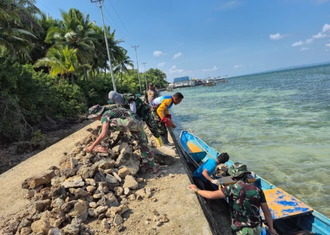 Semangat Gotong Royong, Warga dan Satgas TMMD Kumpulkan Batu untuk Material Rabat Jalan di Desa Polewali