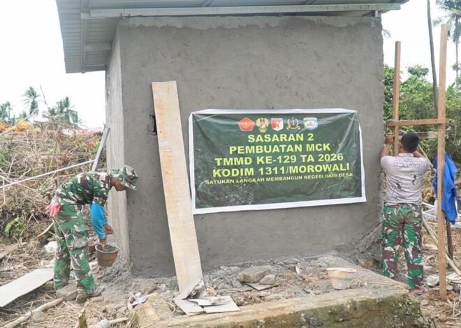 Masyarakat Desa Polewali Bersyukur, Satgas TMMD Ke-129 Bangunkan MCK di Pelataran Masjid