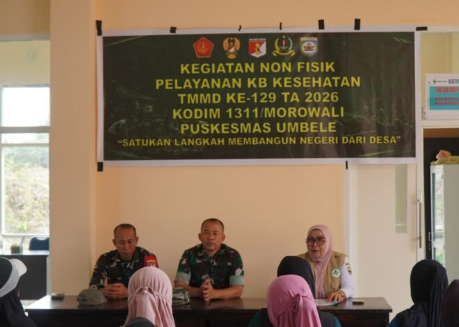 Satgas TMMD Ke-129 Kodim 1311/Morowali Berkolaborasi dengan Puskesmas Umbele Gelar Pelayanan KB Kesehatan