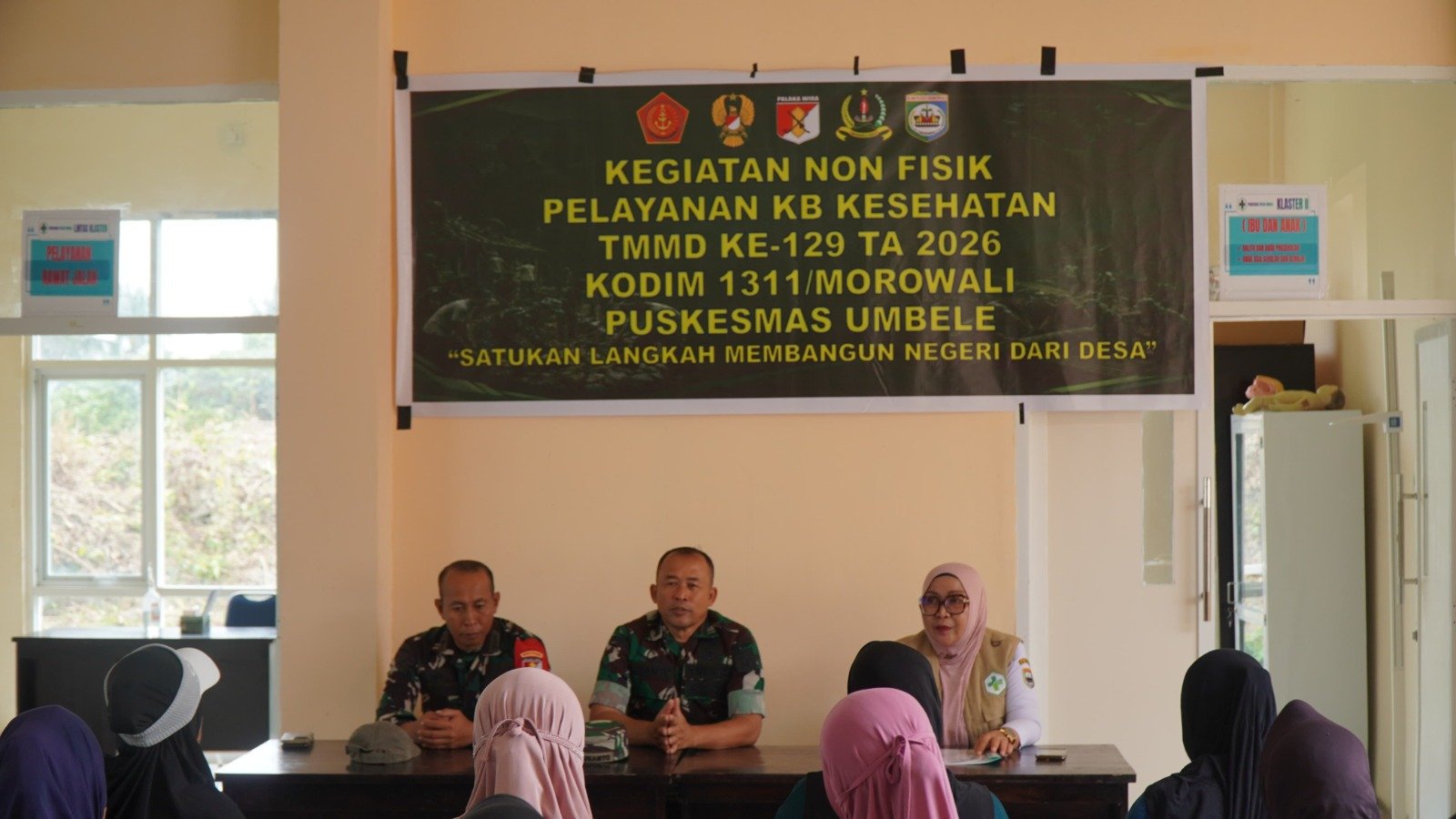 Satgas TMMD Ke-129 Kodim 1311/Morowali Berkolaborasi dengan Puskesmas Umbele Gelar Pelayanan KB Kesehatan
