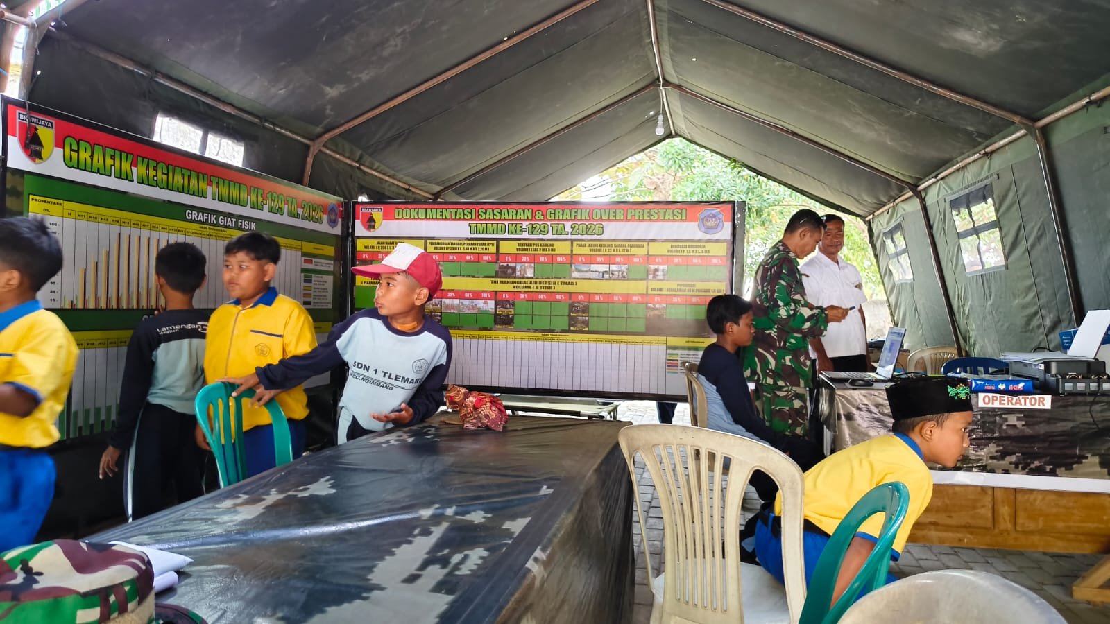 ​Tawa Ceria di Desa Tlemang: Saat Anak-Anak Menemukan “Kakak Tentara” dan Rumah Kedua di Pos Kotis TMMD 129 Kodim 0812/Lamongan