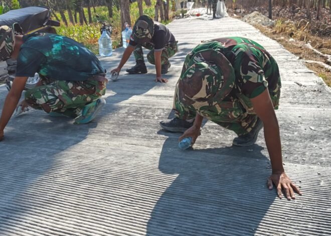 Buktikan Ketelitian dan Kualitas, Satgas TMMD 129 Sentuh Tahap Finishing Jalan Rabat Beton Desa Tlemang