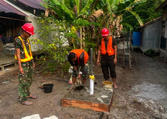 Gotong Royong Satgas TMMD dan Warga Percepat Pengecoran Sumur Bor di Desa Bandar Raya