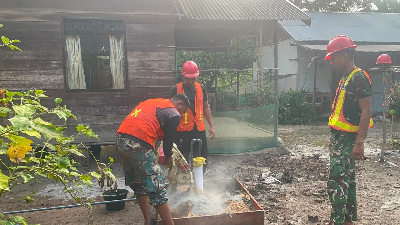Satgas TMMD Kodim 1011/KLK Genjot Progres Sumur Bor Sasaran 5 Lewat Tahap Pengecoran