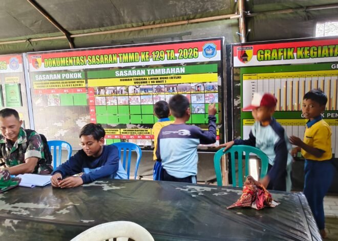 Pos Kotis TMMD Jadi Magnet Anak Desa Tlemang, TNI Bangun Kedekatan Lewat Canda dan Edukasi