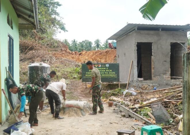 Satgas TMMD Ke-129 Kodim 1311/Morowali Terus Kebut Pembangunan MCK Masjid Desa Polewali