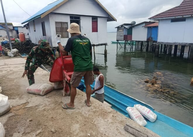 Satgas TMMD Ke-129 Bersama Warga Gotong Royong Turunkan Material Pembangunan di Desa Polewali