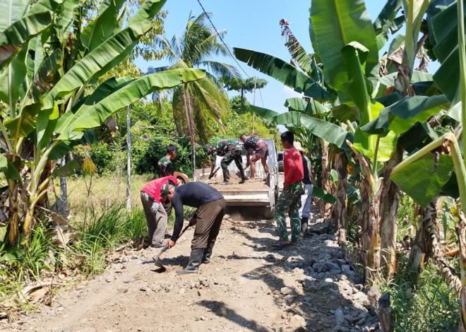 Gotong Royong Satgas TMMD dan Warga Perkuat Akses Jalan Desa Bandar Raya