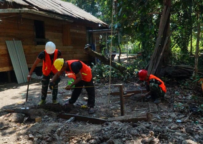 Pembangunan MCK Masuki Tahap Pembuatan Kuda-Kuda, Satgas TMMD Ke-129 Kejar Penyelesaian